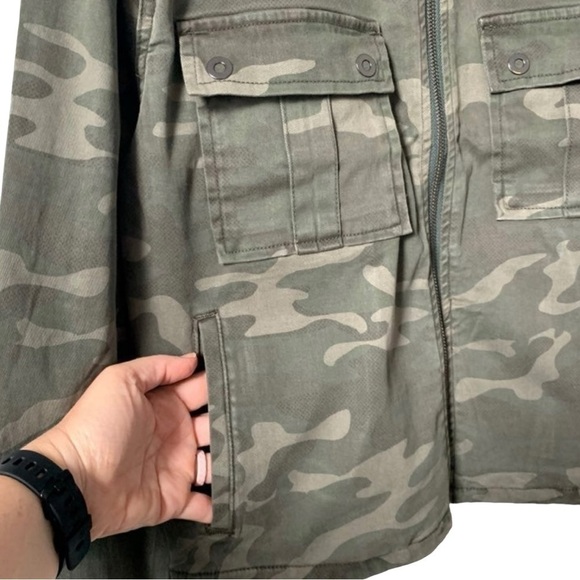 Good American NWT Camo Print Soft Stretch Short Military Jacket Army Green Sz XS - Picture 2 of 10